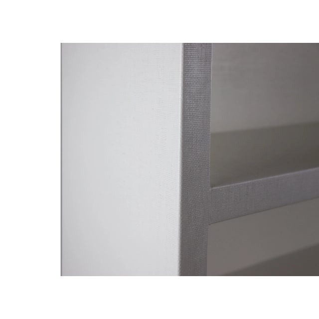 Wood Simple White Raffia/Linen Wrapped Six-Layer Etagere Bookcase For Sale - Image 7 of 11