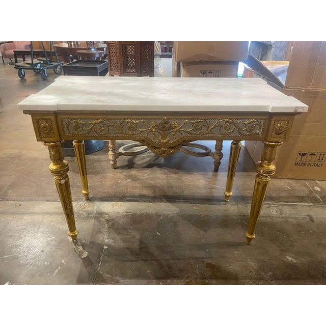 Wood 18th Century Italian Neoclassical Parcel Gilt Console For Sale - Image 7 of 7