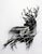 The artwork depicts a striking deer, rendered in a dynamic interplay of aerosol and acrylic techniques. The animal's form...