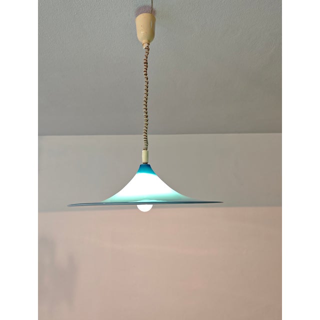 Blue Italian Vintage Blue and White Murano Glass Pendant Lamp, 1960s For Sale - Image 8 of 12