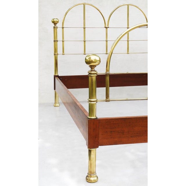 Vintage Italian Brass and Wood Bed, 1980 For Sale - Image 6 of 8