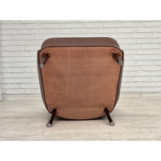 Danish Armchair in Brown Furniture Leather, 1970s For Sale - Image 16 of 18