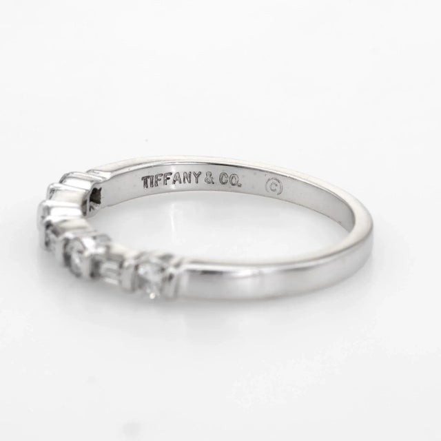 Metal Mid 20th Century Tiffany & Co Diamond Band Vintage Platinum Ring Half Hoop Mixed Cuts size 7 For Sale - Image 7 of 8
