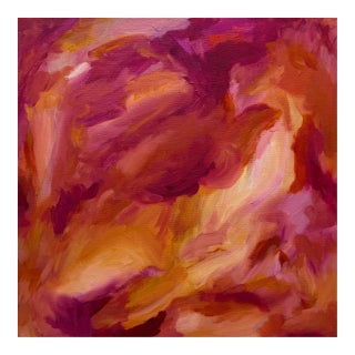 Modern Abstract Painting in Pink and Ochre Tones – Contemporary Expressionist Wall Art For Sale