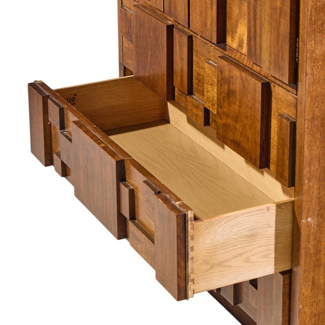 Brown Lane Staccato Brutalist Mid Century Walnut Armoire Dresser For Sale - Image 8 of 10