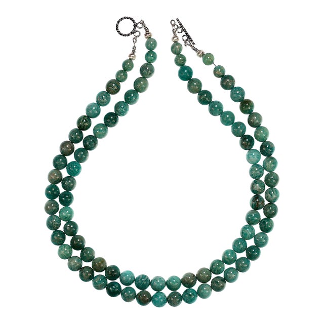Ajd 19 Inch Peruvian Amazonite Two Strand Necklace For Sale