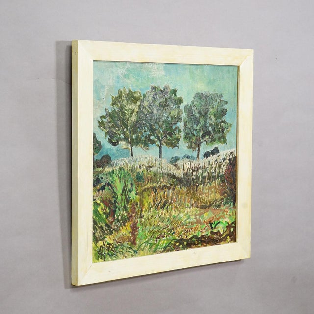 Summer Field with Trees, 1972 – Oil painting by Alexander Michael This painting by Alexander Michael, dated 1972, depicts...