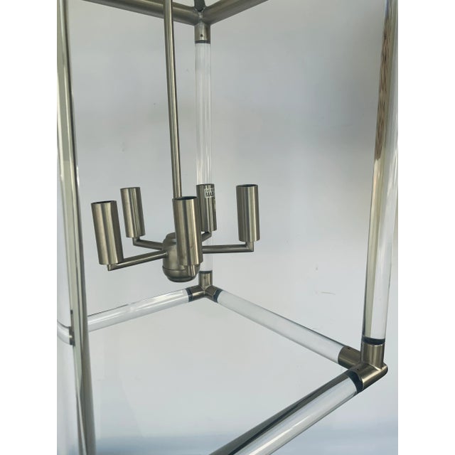 Modern Made Goods Modern Acrylic and Brushed Nickel Xavier Lantern For Sale - Image 3 of 5