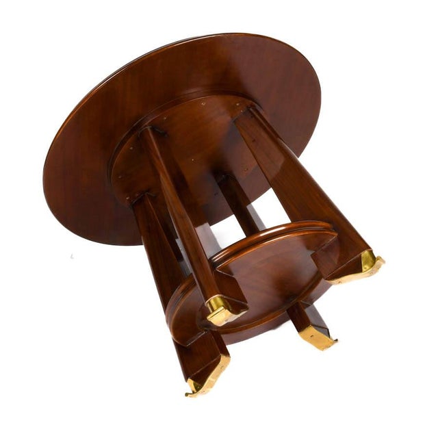 Mid 20th Century Pair of French Art Deco Style Round Mahogany Side Tables With Lower Shelves For Sale - Image 5 of 5