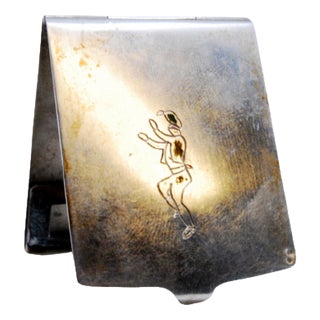 Plain Silver Matchbook with Engraved Dancer For Sale