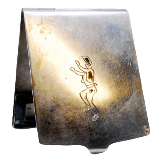 Plain Silver Matchbook with Engraved Dancer For Sale