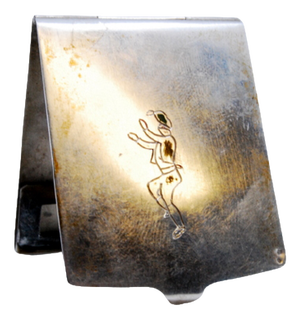 Plain Silver Matchbook with Engraved Dancer