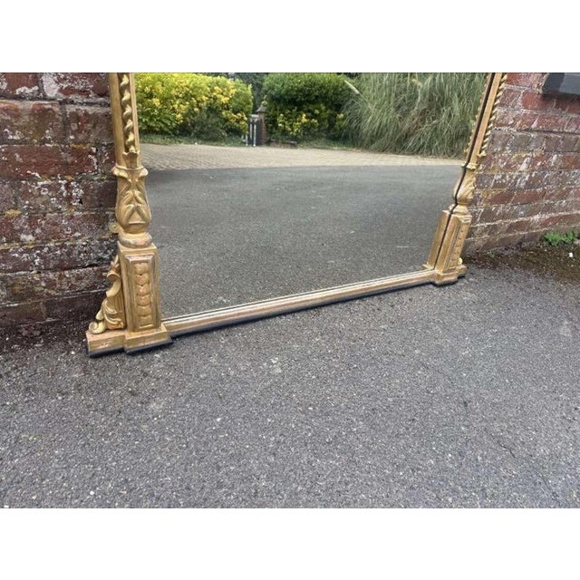 Antique English Gilt Rope Twist Framed Overmantle Mirror For Sale - Image 5 of 9