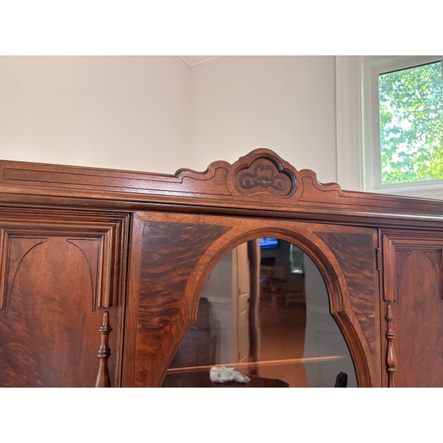 Brown Jacobean Antique 1920s Walnut China Cabinet For Sale - Image 8 of 8