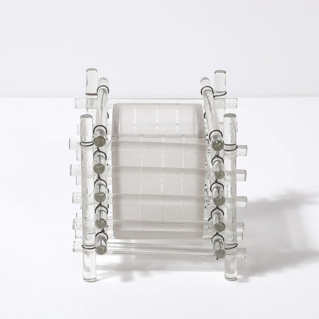 Art Deco Glass Rod & Frosted Square Glass Rod Cachepot For Sale - Image 13 of 18