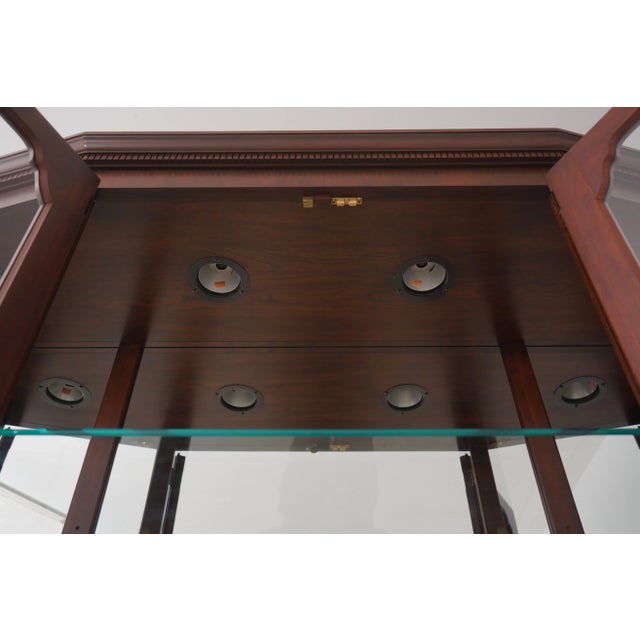 Henkel Harris Henkel Harris Cherry Lighted China Cabinet For Sale - Image 4 of 18