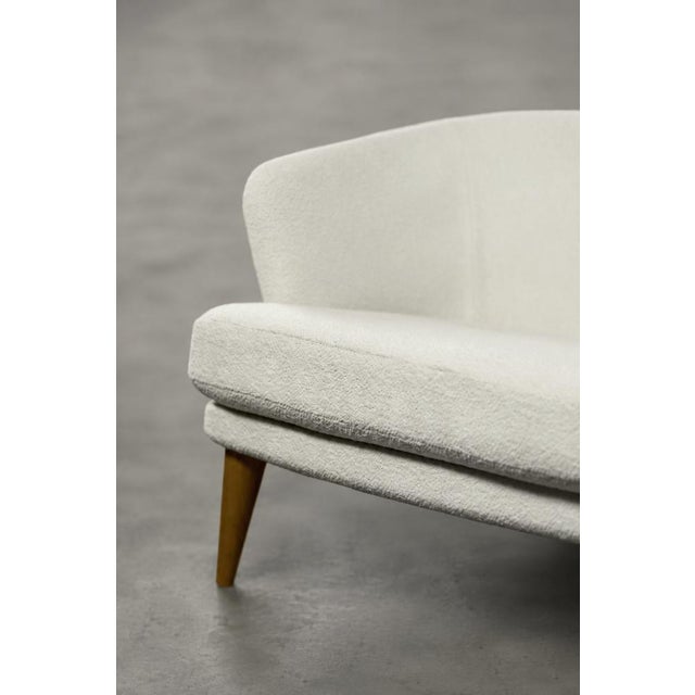 Mid-Century Scandinavian Modern Oak and Fabric Armchair with Rounded Backrest, 1960s For Sale - Image 17 of 18