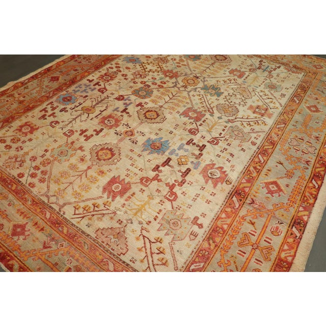 Textile Late 19th Century Antique Zabihi Collection Turkish Oushak Rug - 8'2" x 9'10" For Sale - Image 7 of 10