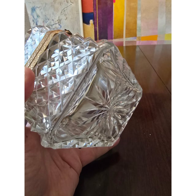 Art Nouveau Antique Baccarat Style Crystal Bronze Jewel Box Casket For Sale - Image 3 of 9