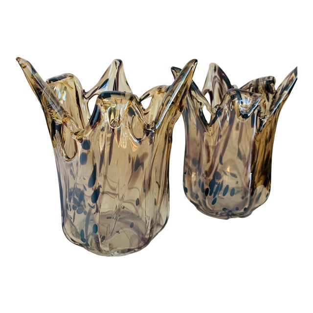 Murano Leopard Print Art Glass Vase Set a Pair Chairish