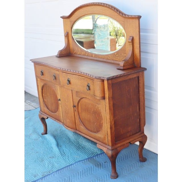 Antique Oak Mirrored Sideboard Chairish
