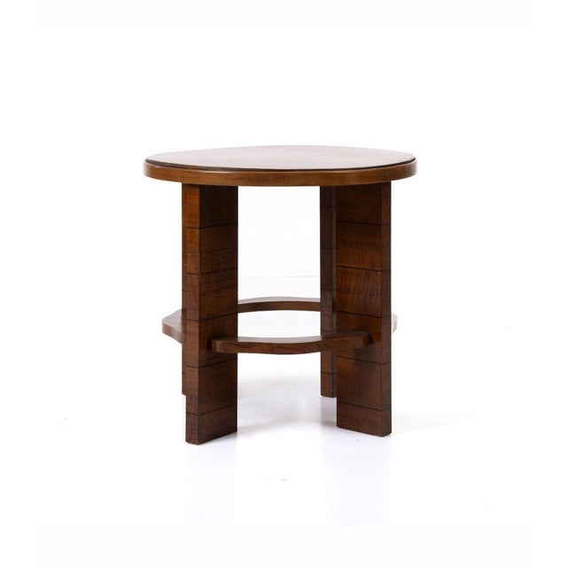 Wood Art Deco Coffee Table with Round Top, 1940s For Sale - Image 7 of 7