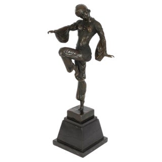 Vintage Art Deco Bronze Dancing Girl After Chiparus, Mid 20th Century For Sale