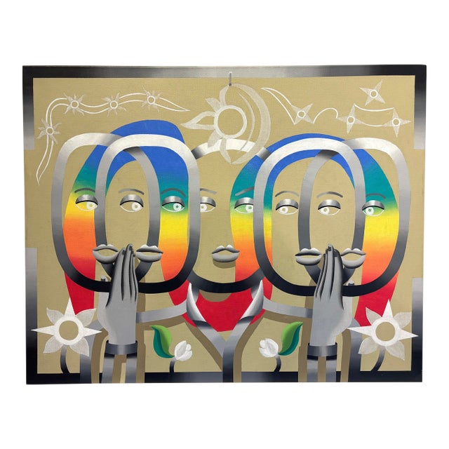 Contemporary Surreal Geometric Portraiture by Walter Fydryck For Sale