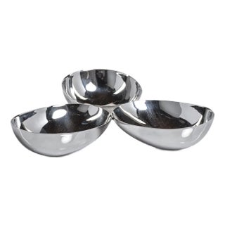 Stassi Polished Stainless Steel Triple Nut Bowl, Nickel For Sale