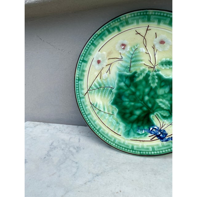 Rustic German Majolica Leaves & Ferns Plate, Circa 1890 For Sale - Image 3 of 4