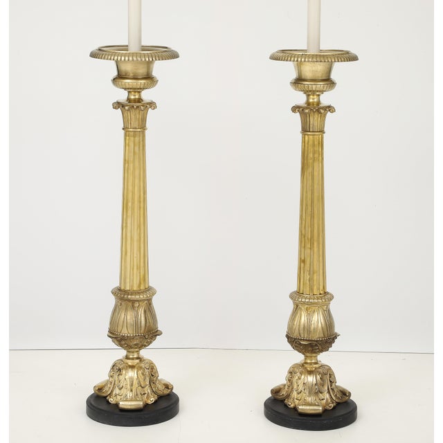 Mid-Century Modern 1940's French Bronze Floor Lamps - a Pair For Sale - Image 3 of 6