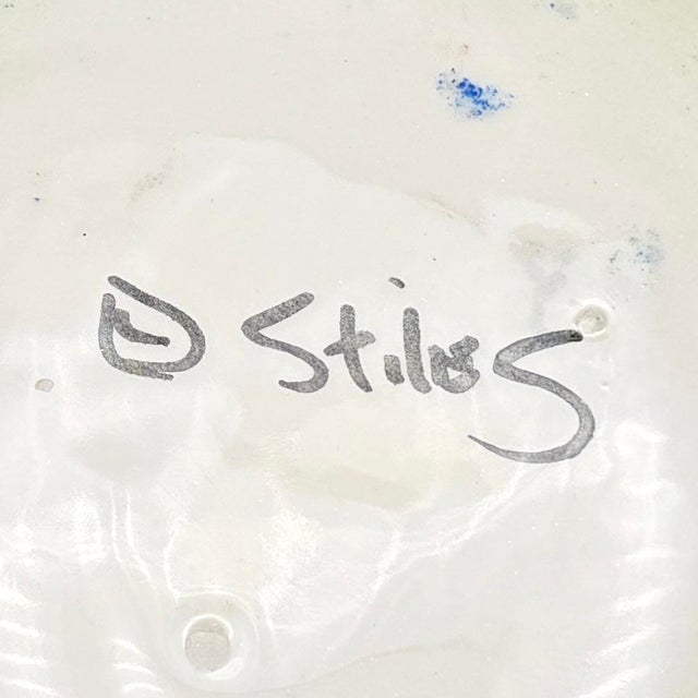 Ceramic Vintage Judith Stiles Ceramic Bowl With Airbrushed Rainbow Cats and Hearts Design For Sale - Image 7 of 7