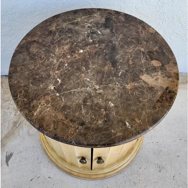 Italian Lexington Italian Marble Drum Side Center Table For Sale - Image 3 of 11