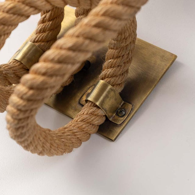 Tan 1950s French Rope Double Arm Sconce by Audoux-Minet For Sale - Image 8 of 8