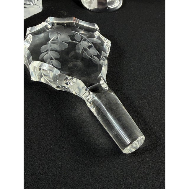 Vintage Art Deco Cut Crystal Decanter and Six Cordial Glasses, 1930s, Set of 7 For Sale - Image 10 of 17