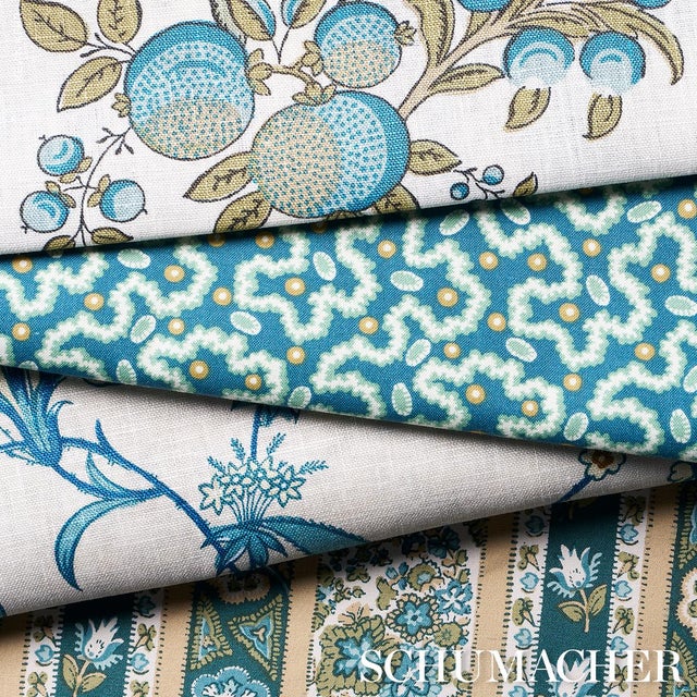 Not Yet Made - Made To Order SAMPLE - Schumacher Leonie Vermicelli Fabric In Teal For Sale - Image 5 of 5
