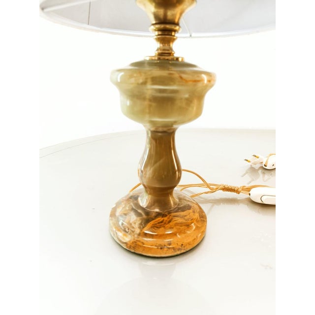 Gold Onyx Table Lamp with Fabric Lampshade For Sale - Image 8 of 18