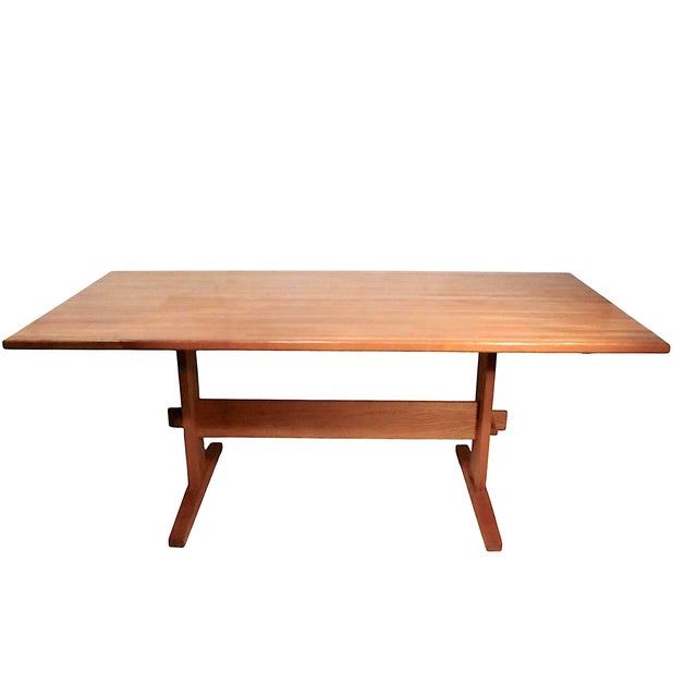 Mid-Century Modern Mid Century Scandinavian Trestle Base Dining Table For Sale - Image 3 of 13