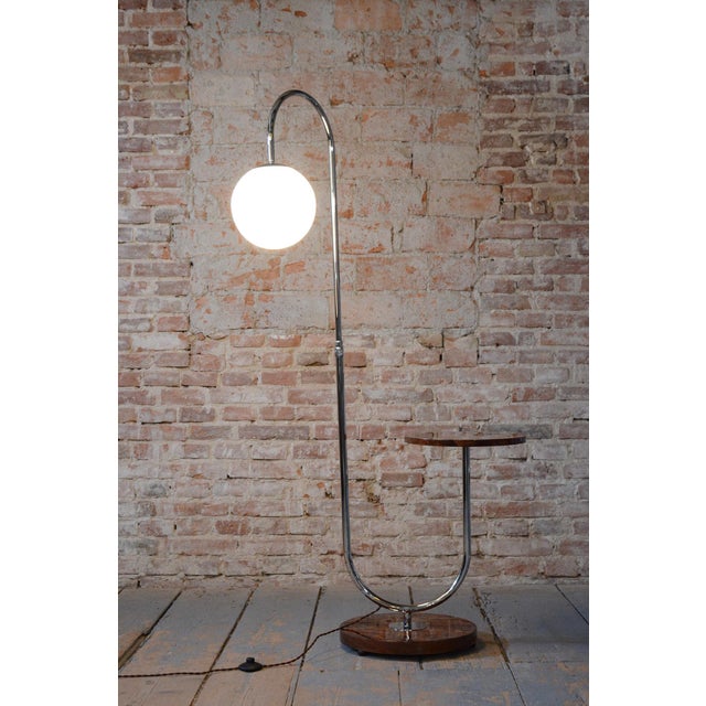 Art Deco Floor Lamp in Walnut attributed to J. Halabala for Up Závody, Czech, 1930s For Sale - Image 11 of 13