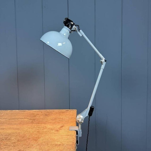 Light Gray Clamp Lamp with Large Enamel Shade from Rademacher, 1950s For Sale - Image 11 of 18