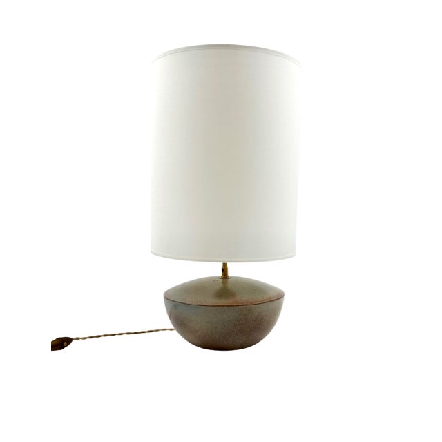 1960s Mid-Century Modern Green Ceramic Lamp Base, Alain Di Bin France For Sale - Image 4 of 16