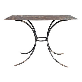 French Metal Rectangular Outdoor Dining Table with Splayed Base, 1940s For Sale