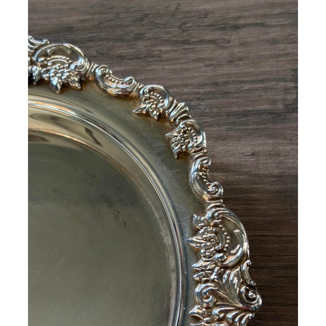 Wallace Silversmiths Baroque by Wallace Vintage Silver-Plate Wine Coaster For Sale - Image 4 of 11
