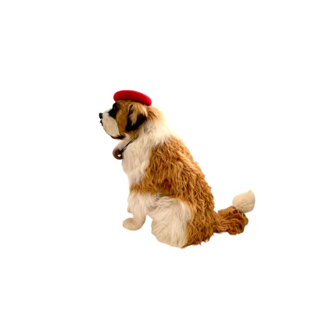 Animal Skin Late 20th Century Custom-Made French St. Bernard Stuffed Fur Dog Sculpture, 17"h For Sale - Image 7 of 10