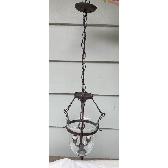 Late 20th Century Vintage Late 20th Century Brass and Glass 2-Candle Chandelier For Sale - Image 5 of 5