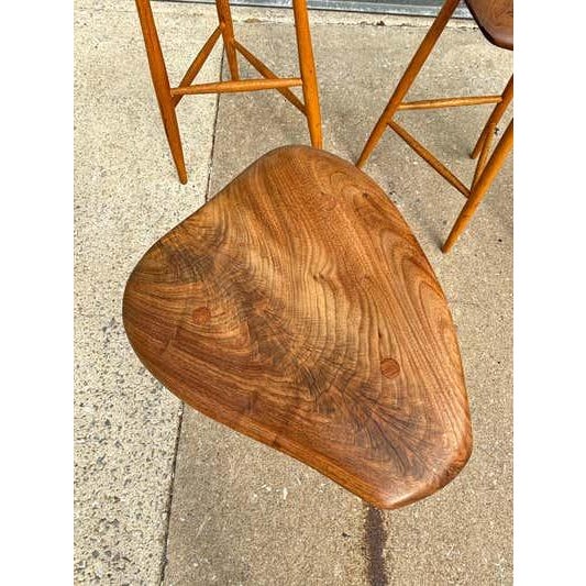 American Late 20th Century Horace B. Hartshaw Walnut Stools/ Handcrafted /Wharton Esherick Style For Sale - Image 3 of 13
