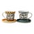 Abstract Face Ceramic Coffee Cup and Saucer Set of 2 - 4 pcs For Sale