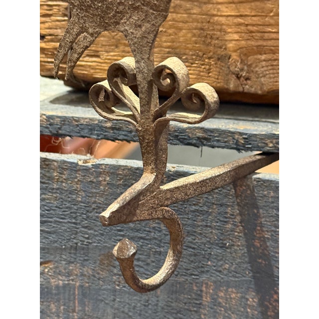 Black Rare Late 17th / Early 18th Century Forged Iron Oil Lamp Hook With Bird Motif For Sale - Image 8 of 8