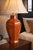 Burnt Orange Late 20th Century Faceted Terracotta Glaze Architectural Table Lamp With Original Shade For Sale - Image 8 of 12