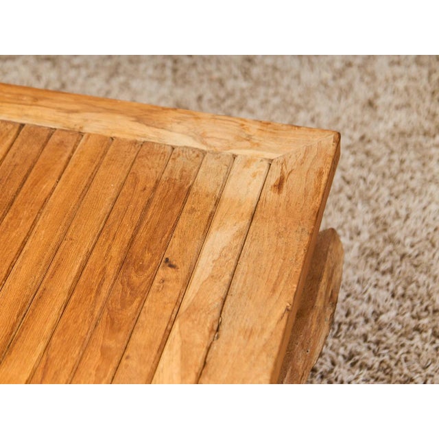 Mid 20th Century Rustic Handcrafted Teak Coffee Table For Sale - Image 4 of 12